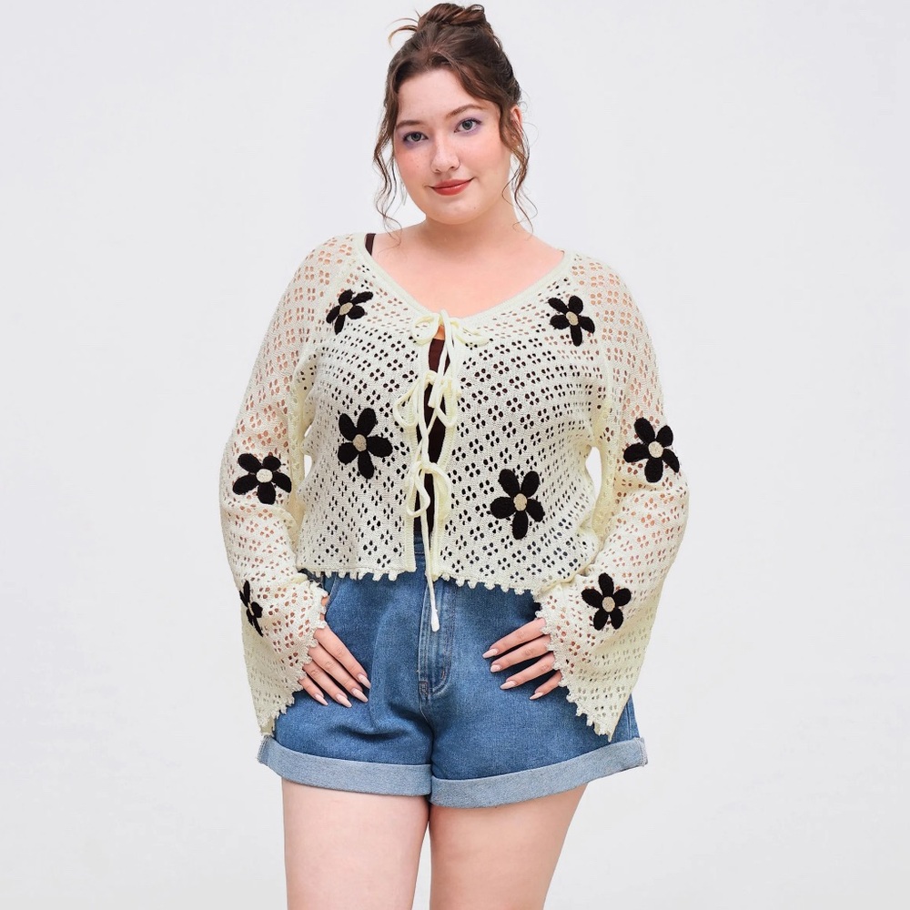 Cider floral lace up cardigan